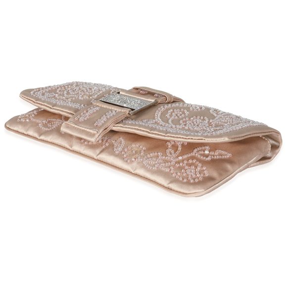 Christian Dior Vintage Pink Silk Beaded Flap Clutch - Picture 6 of 7
